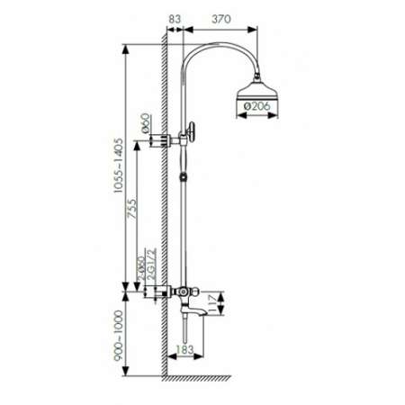 Душевой гарнитур хром Kaiser  03182 