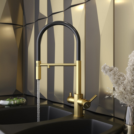 Смеситель кухни с фильтром матовое золото Elghansa 56F5511-MattGold