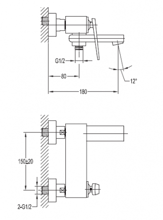 Смеситель ванны хром Cezares BADEN 01 без шланга и лейки