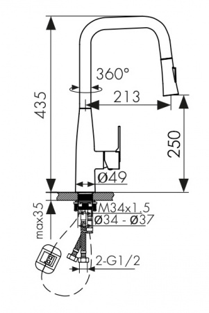 Смеситель кухни белый Kaiser  22144-24