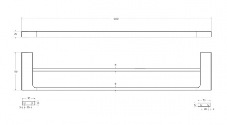 Полотенцедержатель двойной Cezares оружейная сталь SLIDER-THD-60-GM 