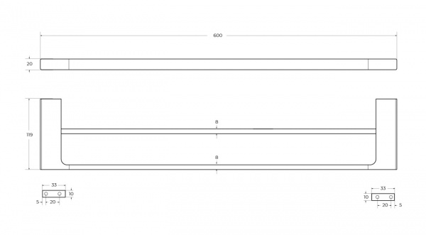 Полотенцедержатель двойной Cezares сатин SLIDER-THD-60-IN 