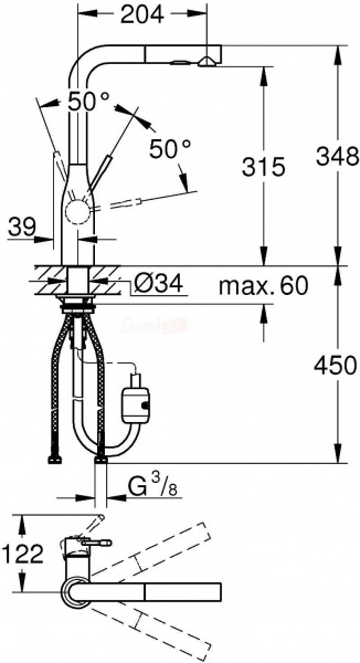 Смеситель кухни хром Grohe 3027000