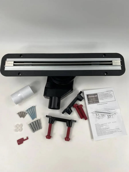 Трап-лоток 20*400 D50 щелевой нержавеющая сталь