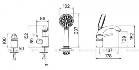 Смеситель ванны бронза Iddis  OLDBR30107